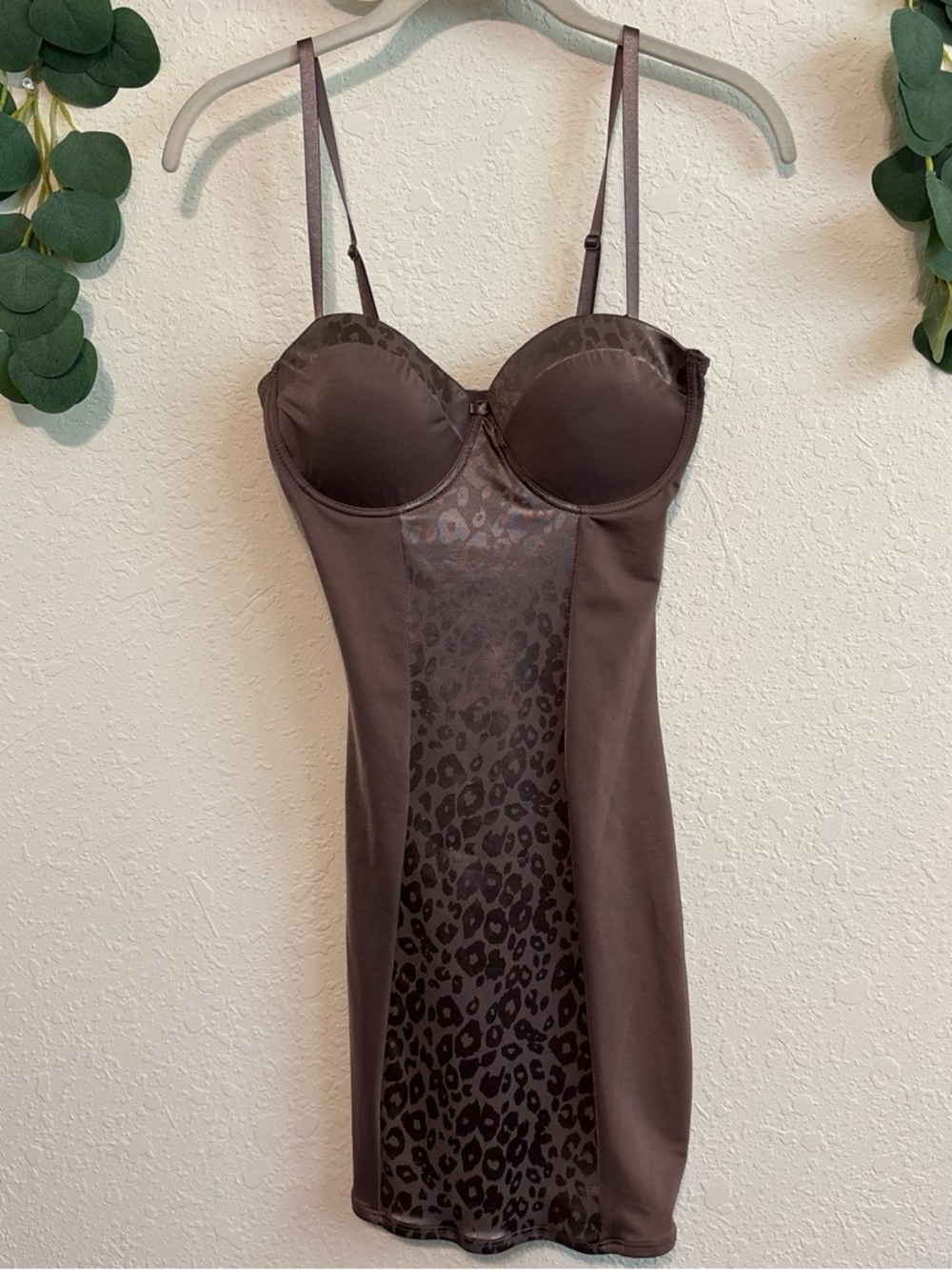 Brown Leopard Print Bustier Lingerie Dress✨